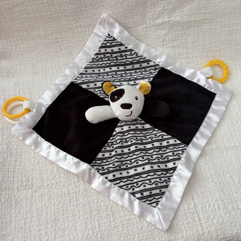 Mary Meyer‎ black white puppy dog baby security blanket lovey yellow teether